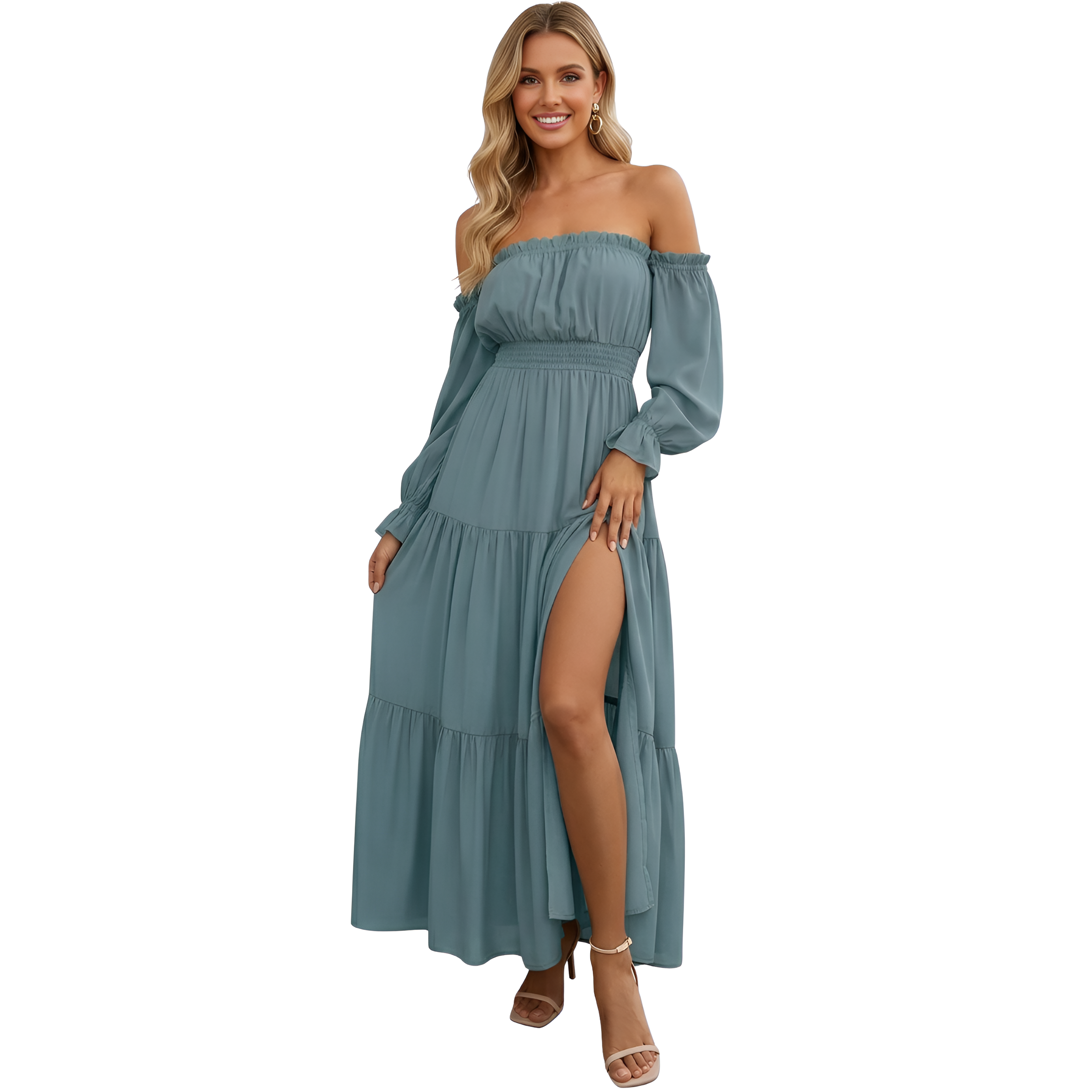 Long Sleeve Smocked Tiered Maxi Dress