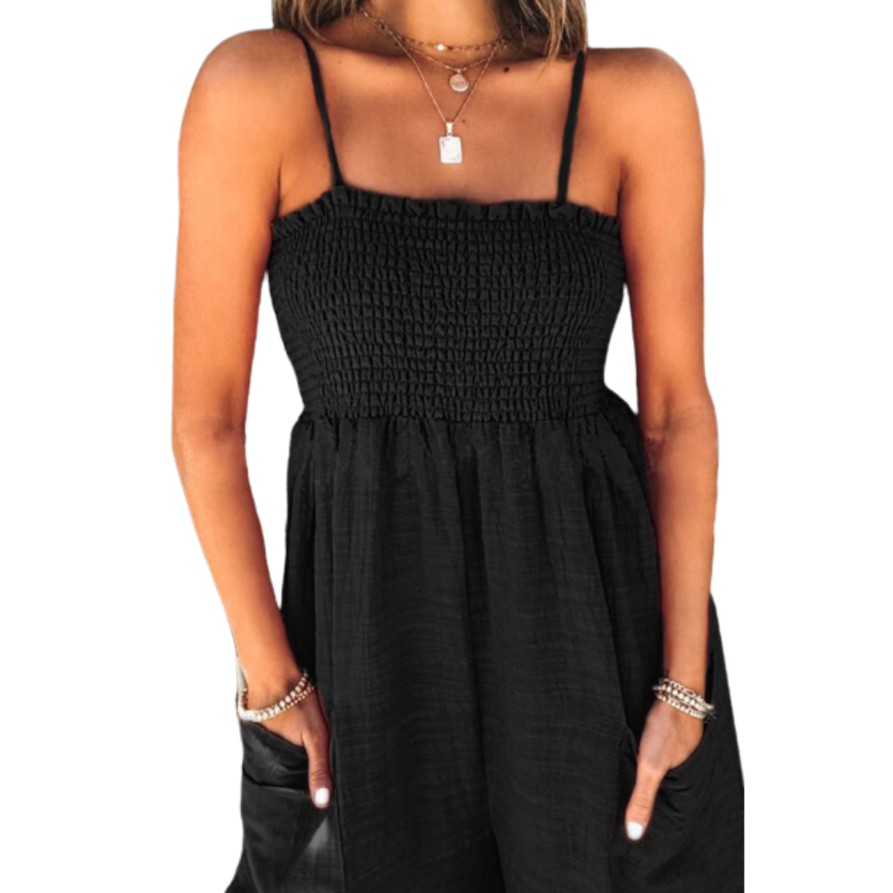 Square Neck Smocking Jumpsuit