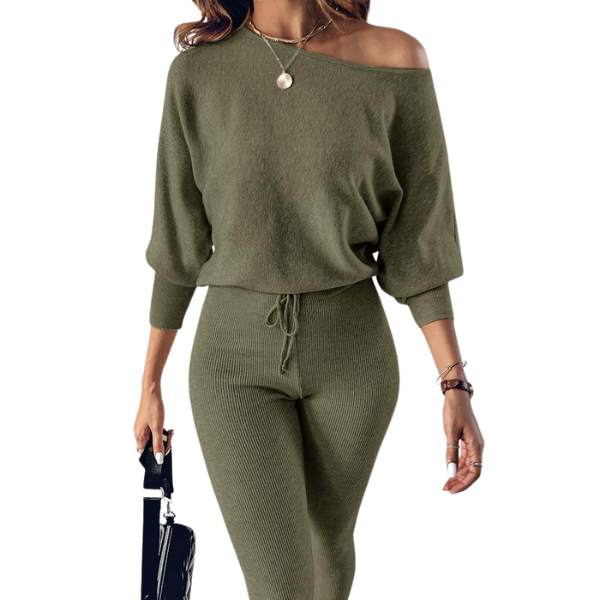 2 Piece Lounge Set With Long Sleeve Pullover And Drawstring Pants