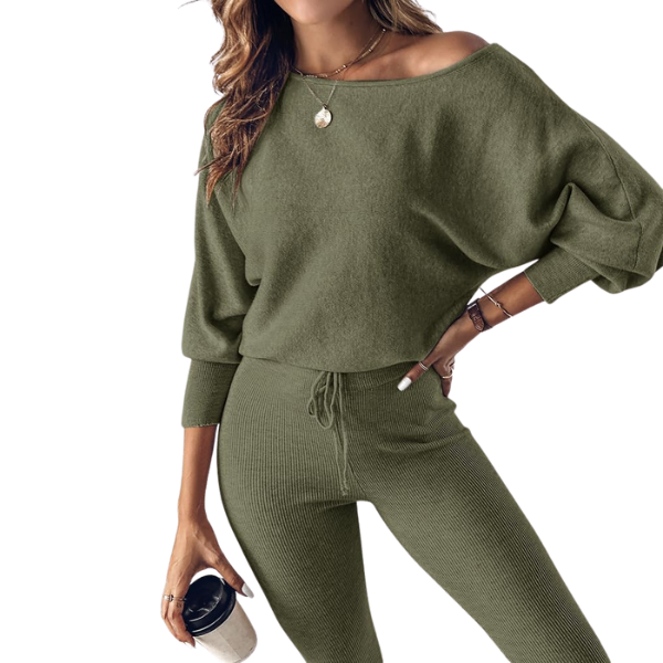 2 Piece Lounge Set With Long Sleeve Pullover And Drawstring Pants