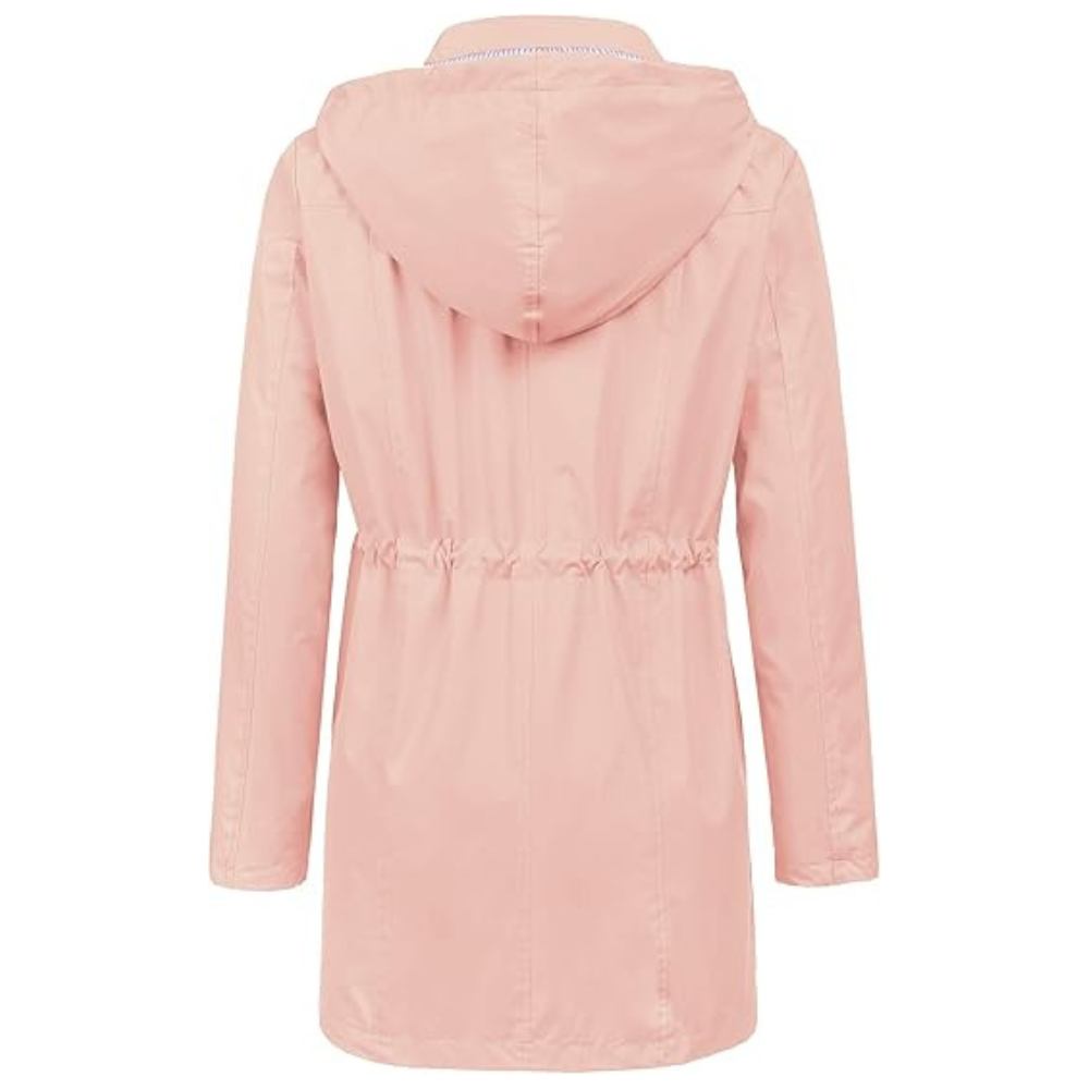 Waterproof Long Hooded Trench Coat Lined Windbreaker Travel Jacket