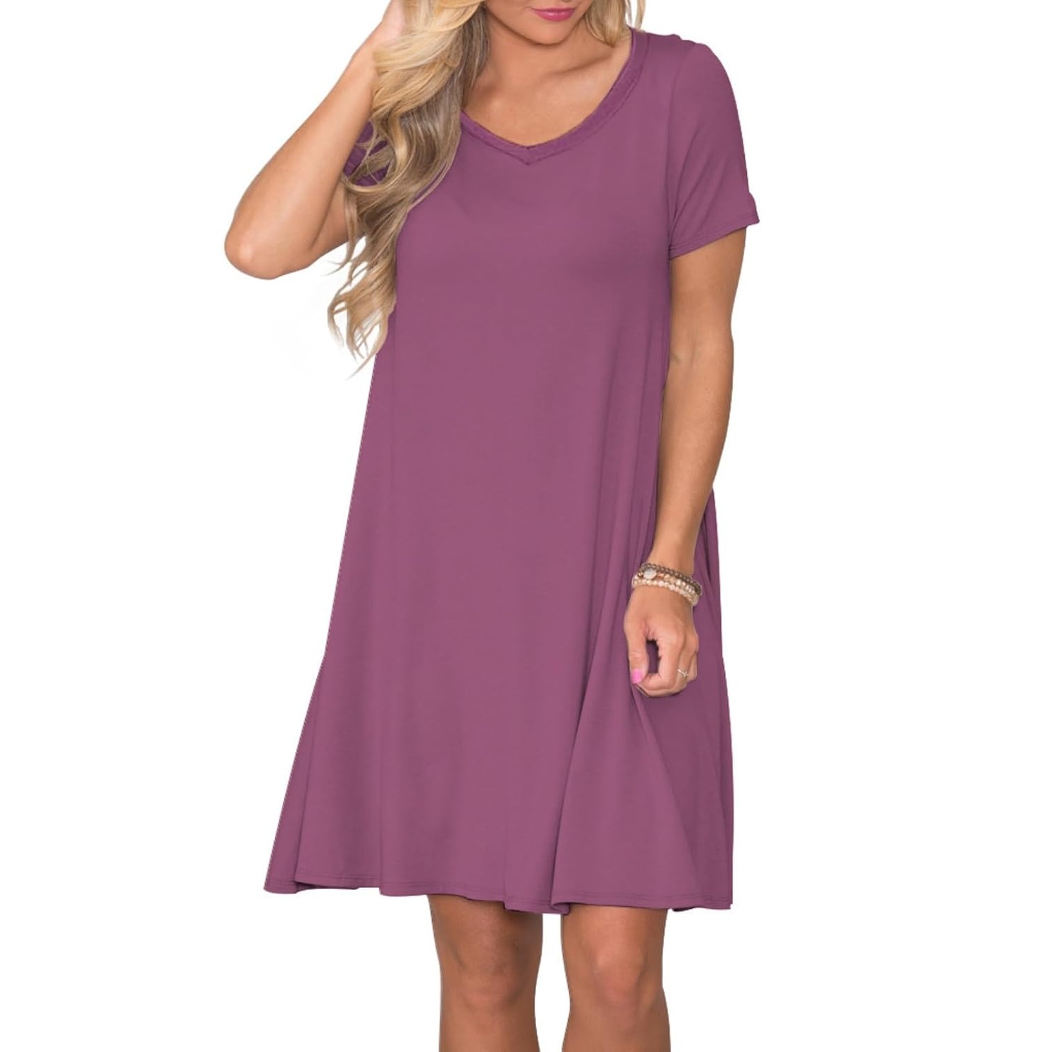 Casual Short Summer Sleeve Dress With Pockets For Women