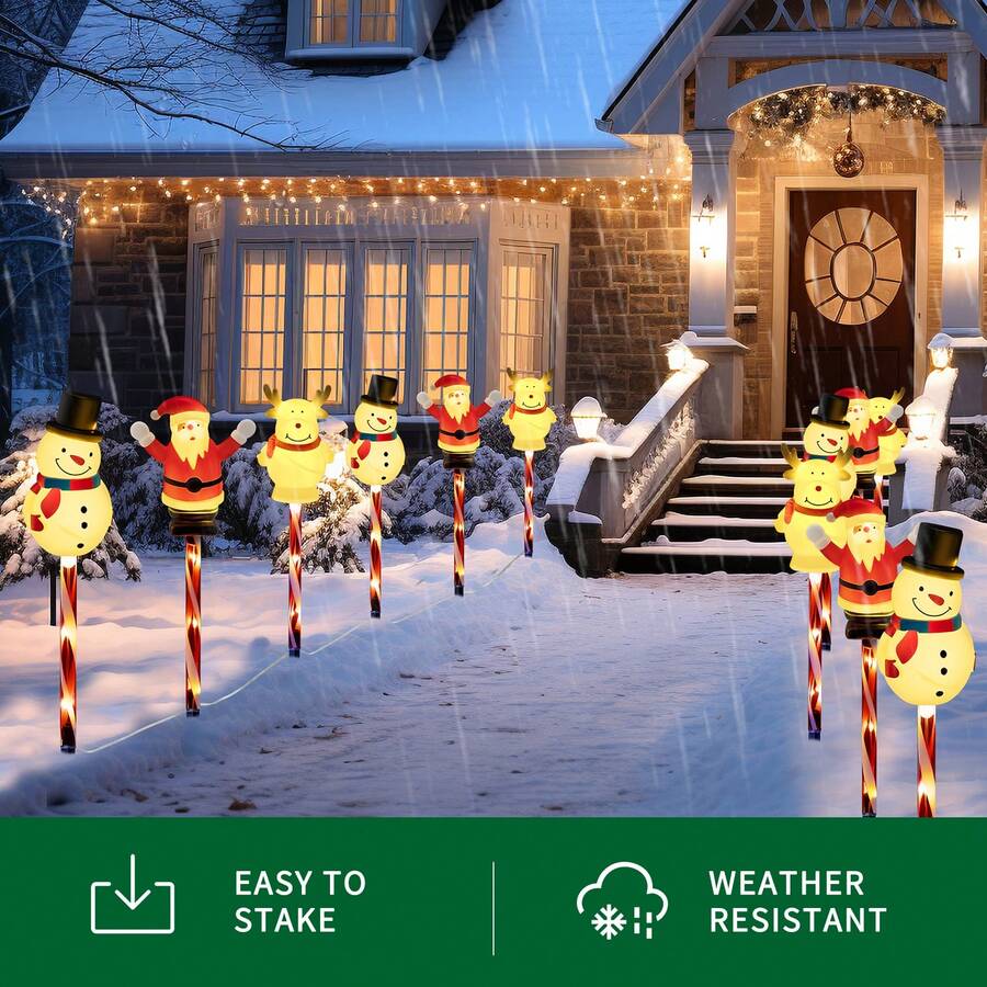 6pcs Outdoor Solar Christmas Garden Stake Lights - Snowman+Reindeer+Santa Claus, 8 Modes Of Lighting Christmas Lights, Indoor And Outdoor Garden Lights, Suitable For Terraces, Paths, Gardens, Decorations, Light Sensing, Christmas Gifts! - 6-in-1 Garden Stake Lights - View 4