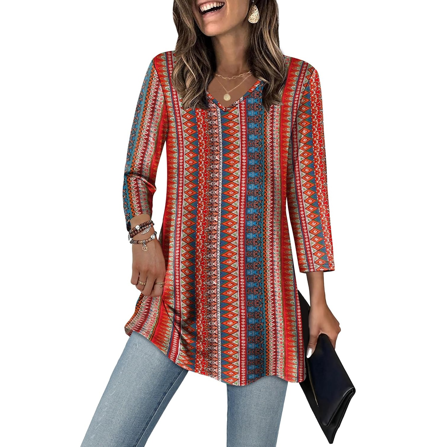 Casual Loose Sleeve Dressy Casual Tunic Tops For Women