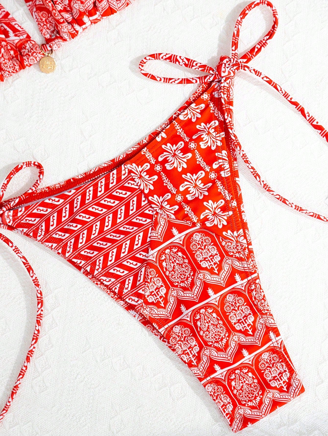 Paisley Print Tie Up Bikini Set