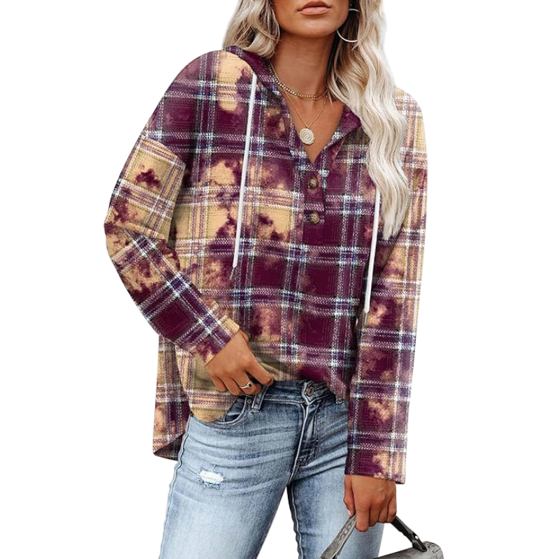 Womens Tops V Neck Button Sweatshirt For Women Pullover Long Sleeve