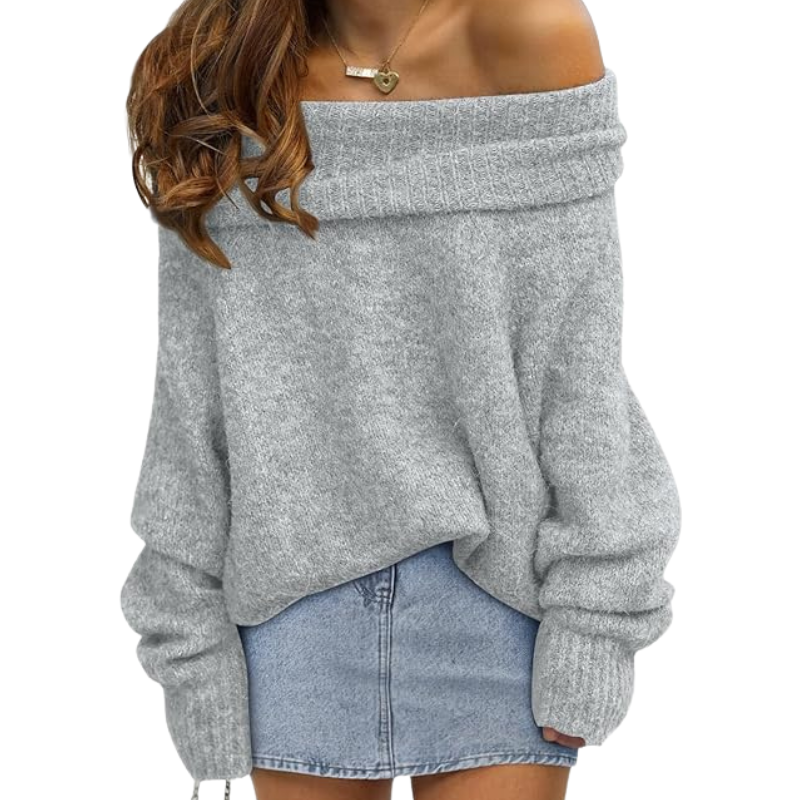 Womens Off The Shoulder Sweater Oversized Batwing Sleeve Loose Pullover Sweaters Tops