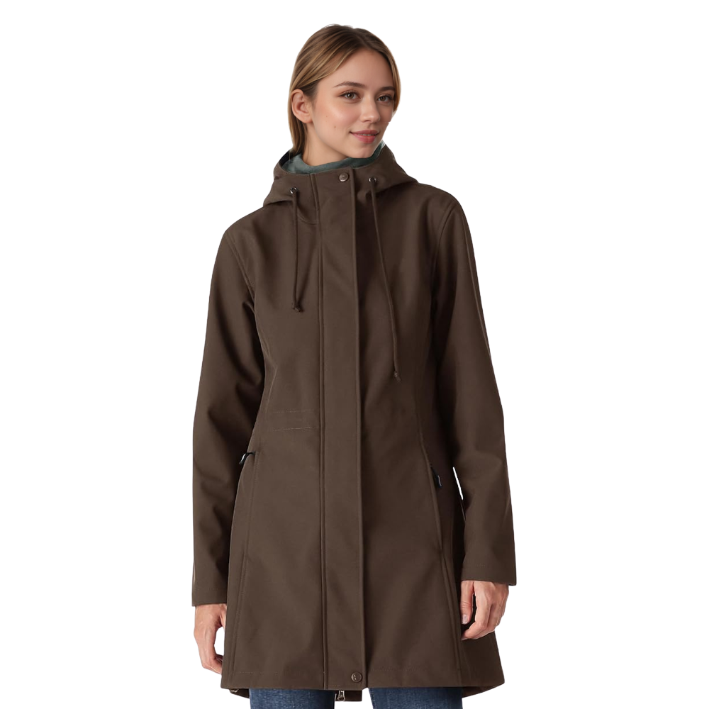 Women Lightweight Waterproof Fleece Lined Hooded Softshell Rain Jacket
