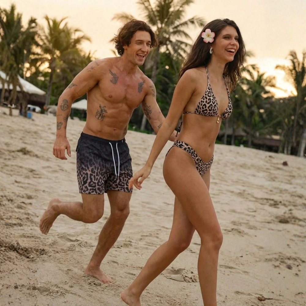 Tie Dye Flower Print Beachwear For Men And Women