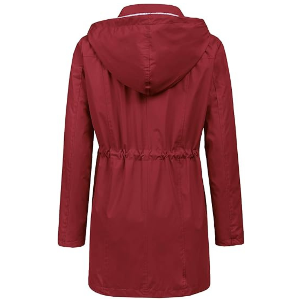 Waterproof Long Hooded Trench Coat Lined Windbreaker Travel Jacket