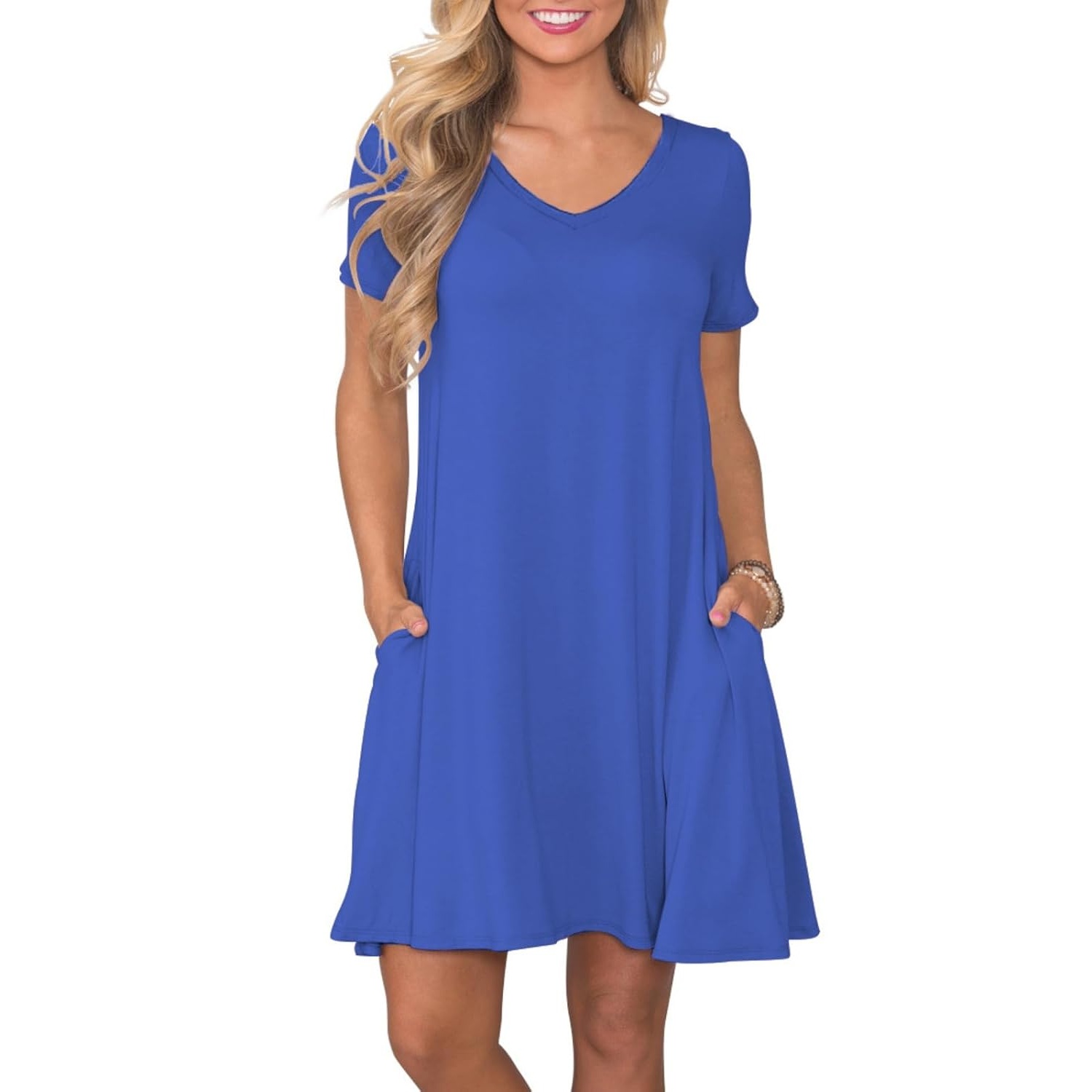 Casual Short Summer Sleeve Dress With Pockets For Women