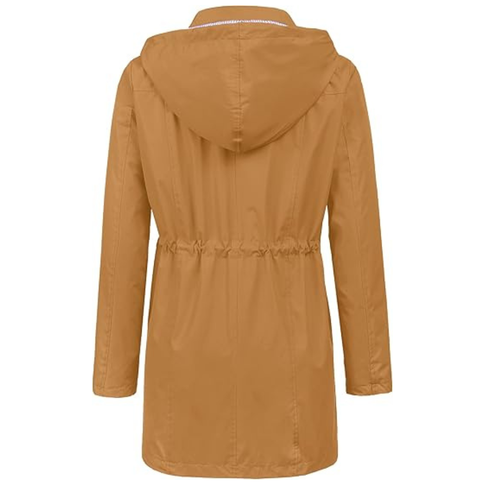 Waterproof Long Hooded Trench Coat Lined Windbreaker Travel Jacket