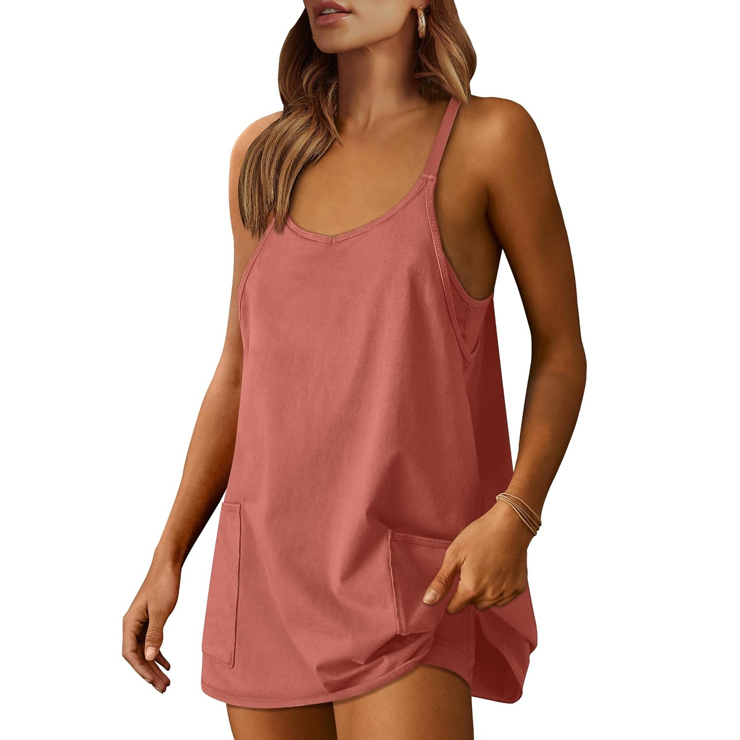 Athletic Tennis Sports Built in Shorts Mini Romper Dress For Women