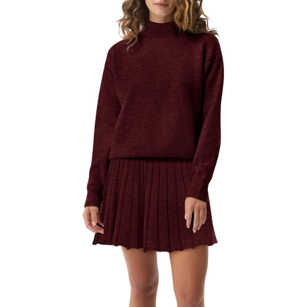 Women's Two Piece Outfits Turtleneck Long Sleeve Ribbed Knit Tops Pleated Mini Skirt 2026 Casual Sweater Sets