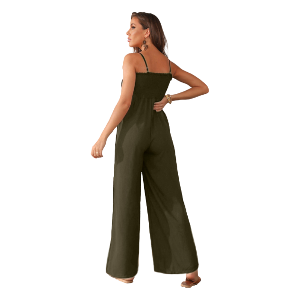 Square Neck Smocking Jumpsuit