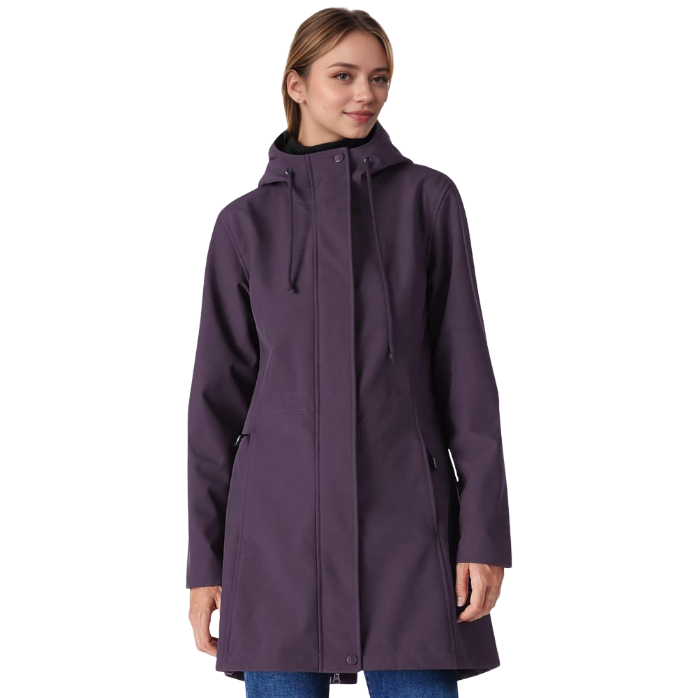 Women Lightweight Waterproof Fleece Lined Hooded Softshell Rain Jacket