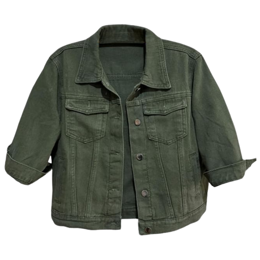 Cropped Denim Jacket Women Light Wash Short Trucker Coat