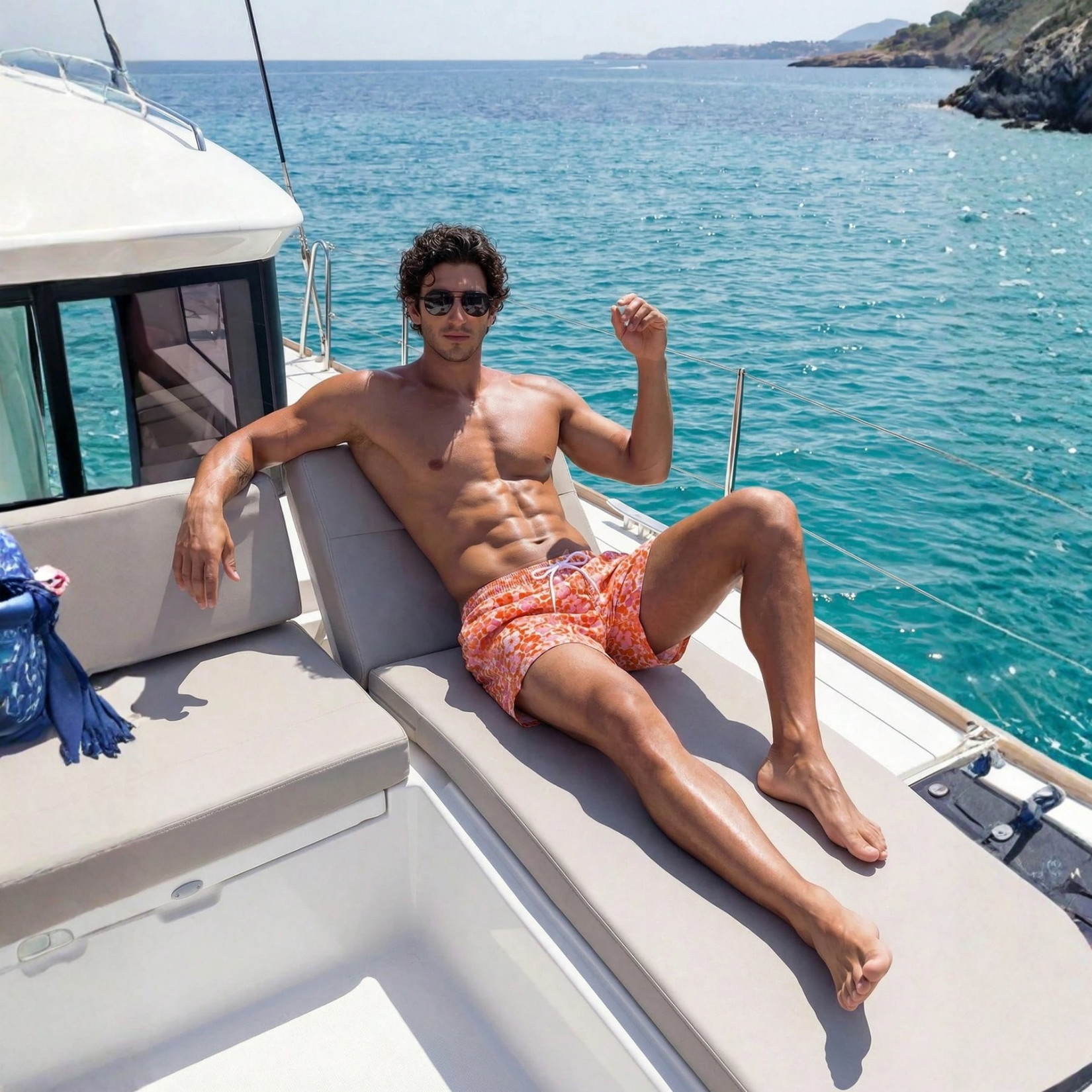 Floral Print Drawstring Beach Shorts For Men And Women Matching Couples