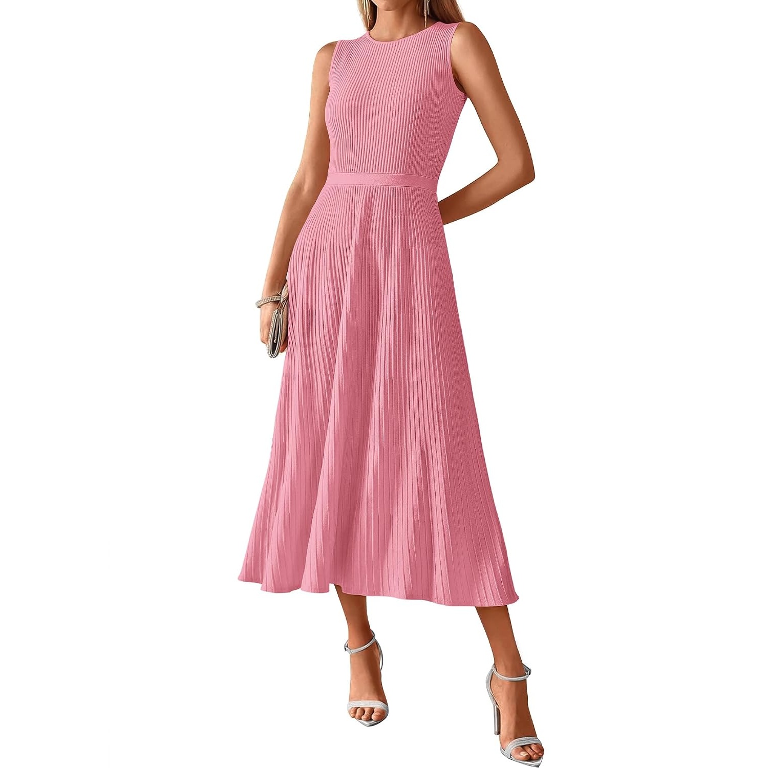 Casual Midi Sleeveless Pleated Dress For Women