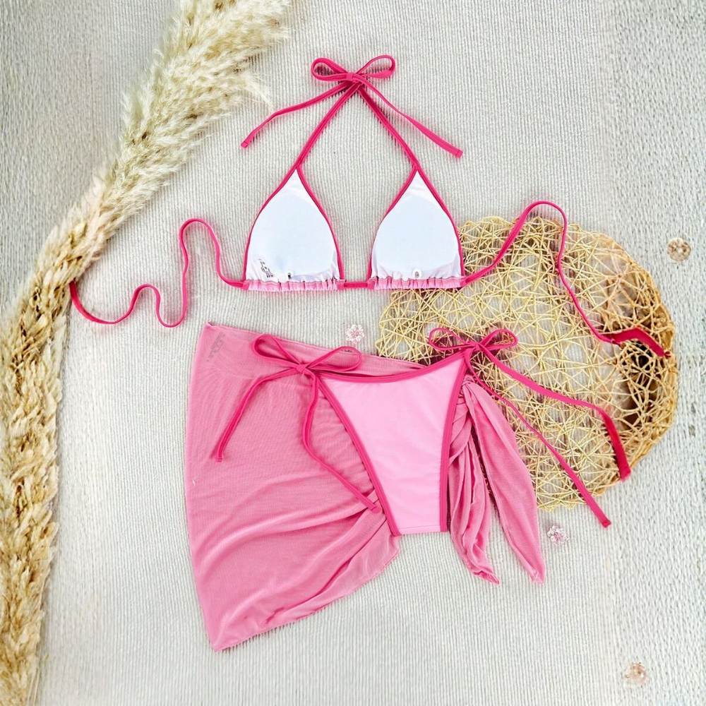 Solid Matching Swimwear Set For Men And Women