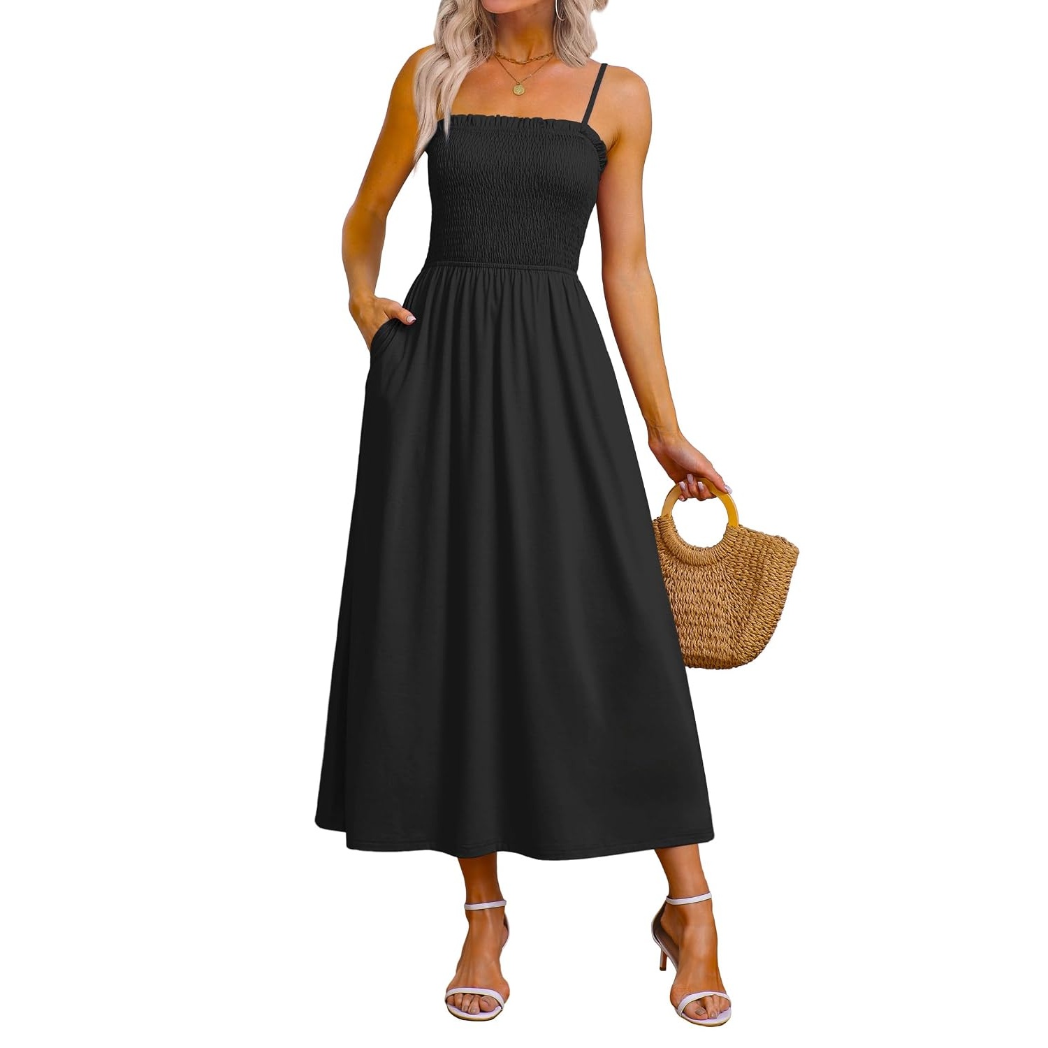 Spaghetti Strap Maxi Sundress With Pockets