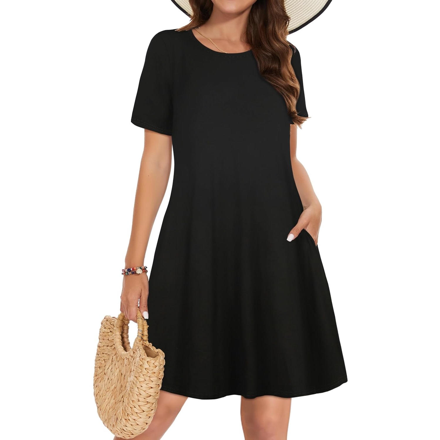 Casual Sundress Short Sleeve Beach Cover Ups For Women