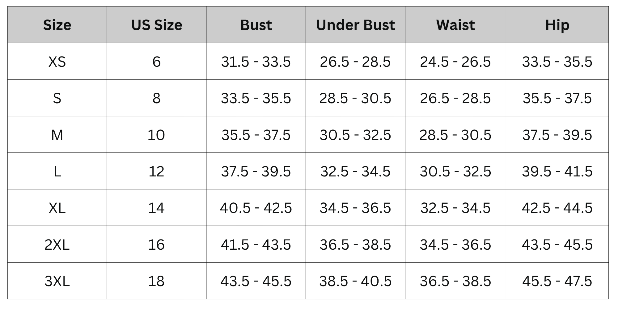 Size Chart