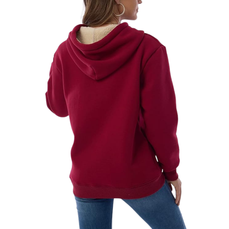 Haellun Womens Casual Winter Warm Fleece Sherpa Lined Pullover Hooded Sweatshirt