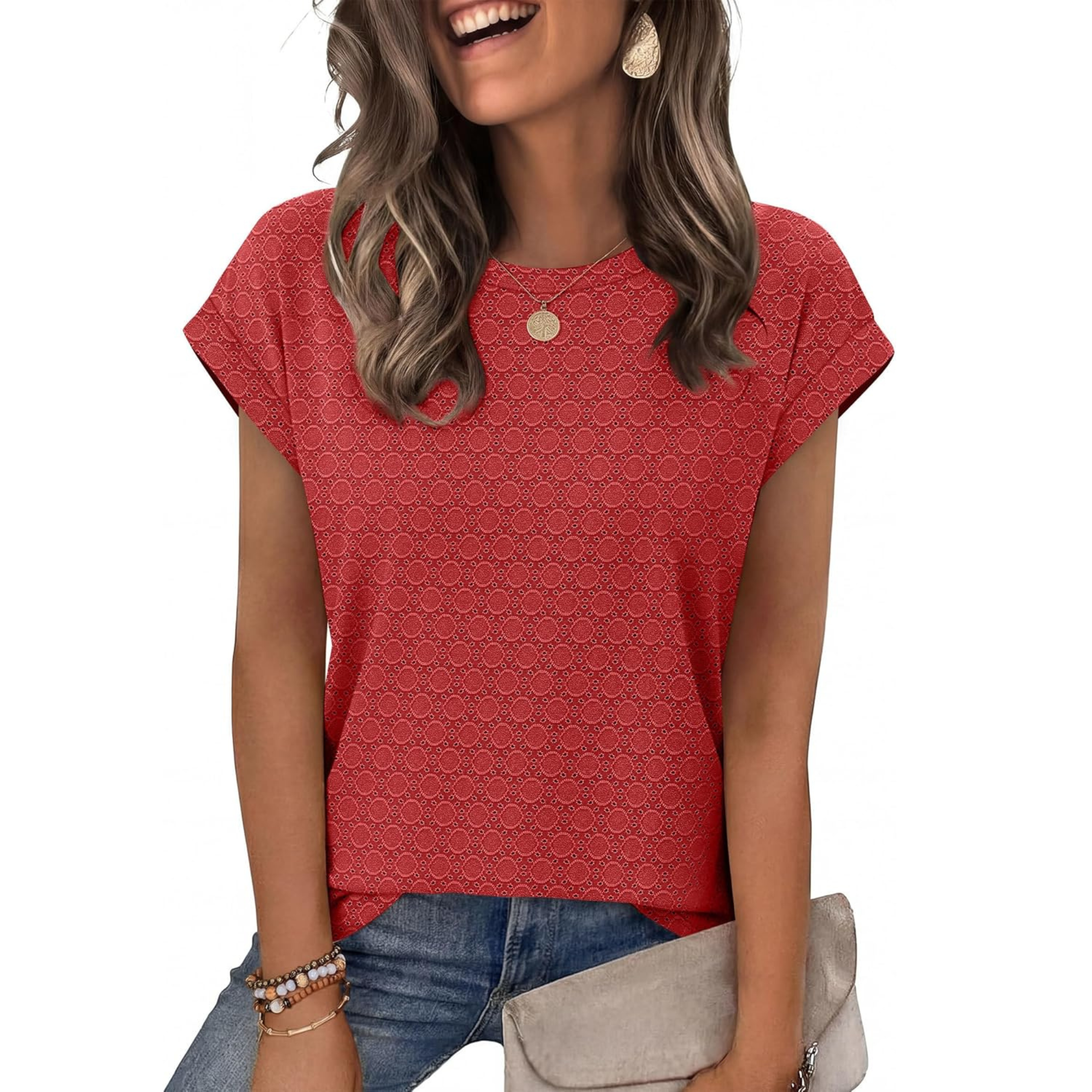 Womens Summer Tops Short Sleeve Shirts Crew Neck Tshirt Cute Trendy Tunic Blouses