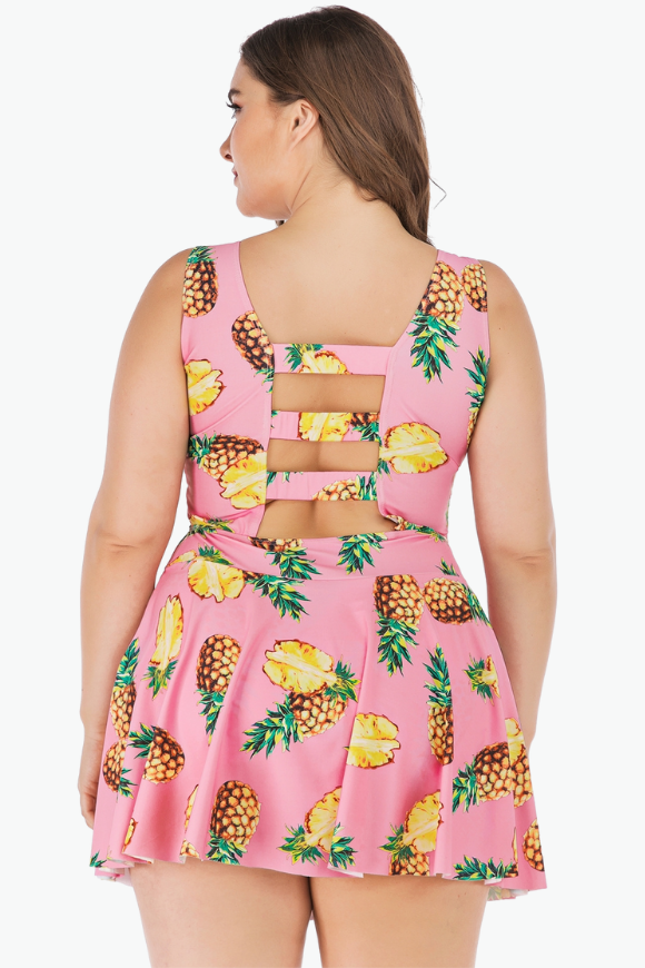 Pink Pineapple One Piece Plus Size Swimsuit