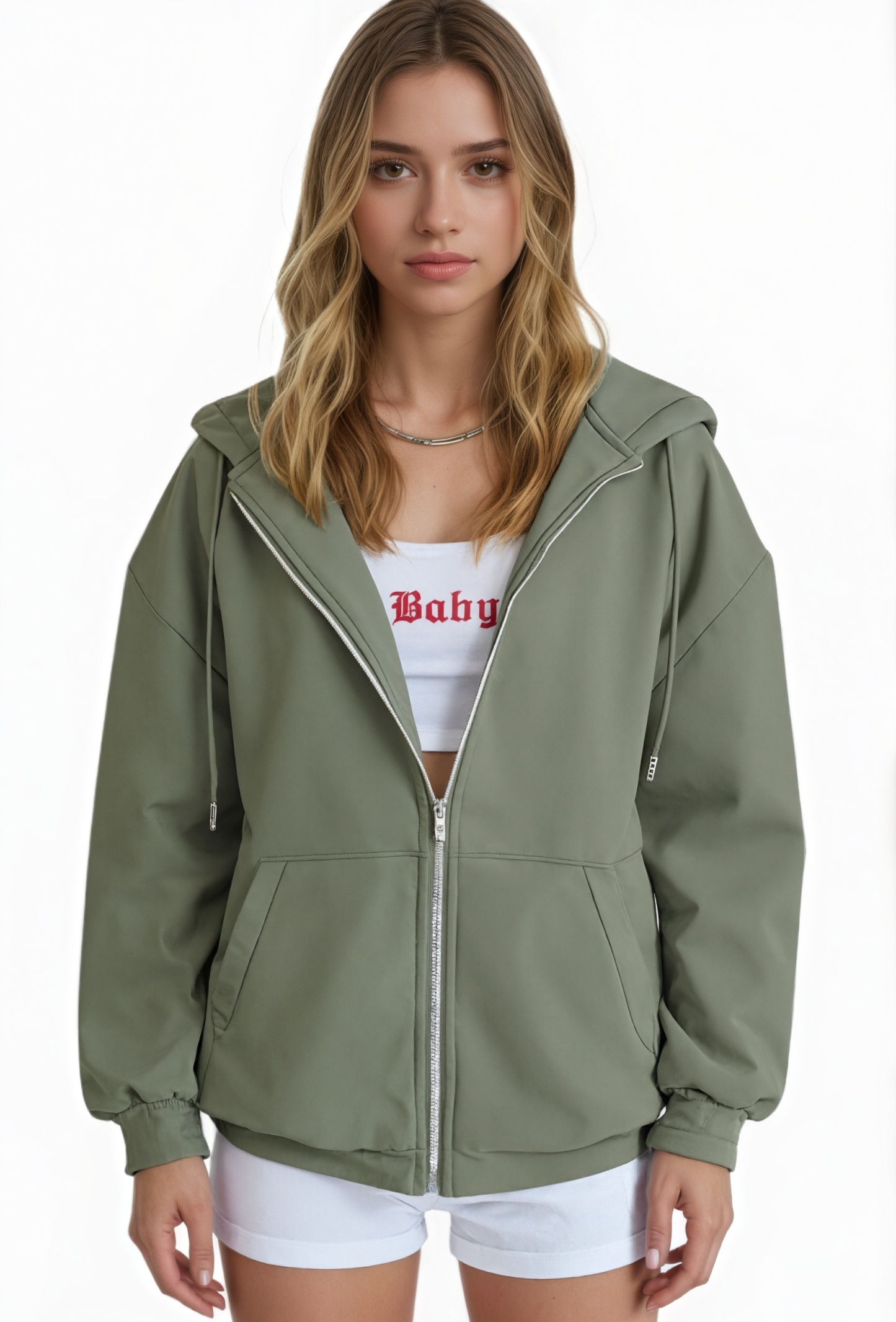 Cropped Zip Up Hoodie Jacket for Casual and Gym Wear