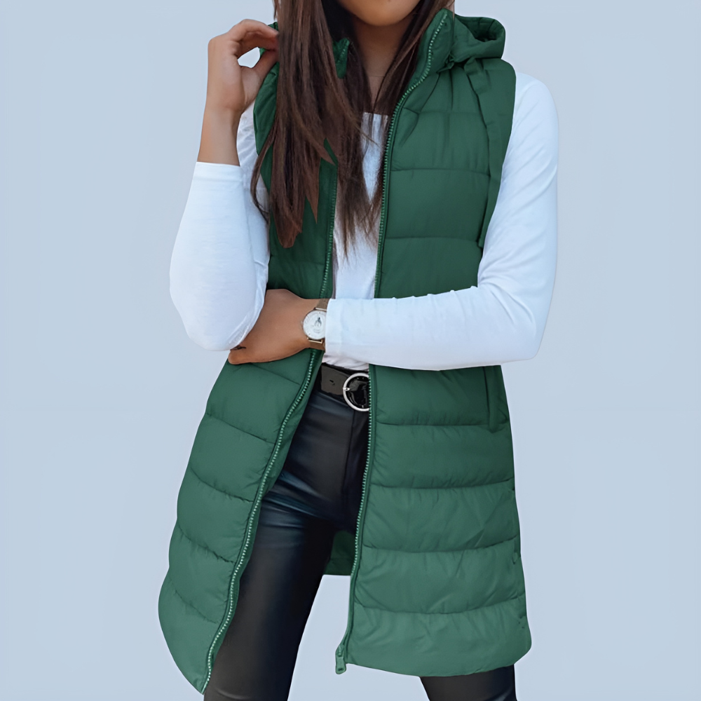 Women Long Hooded Puffer Vest