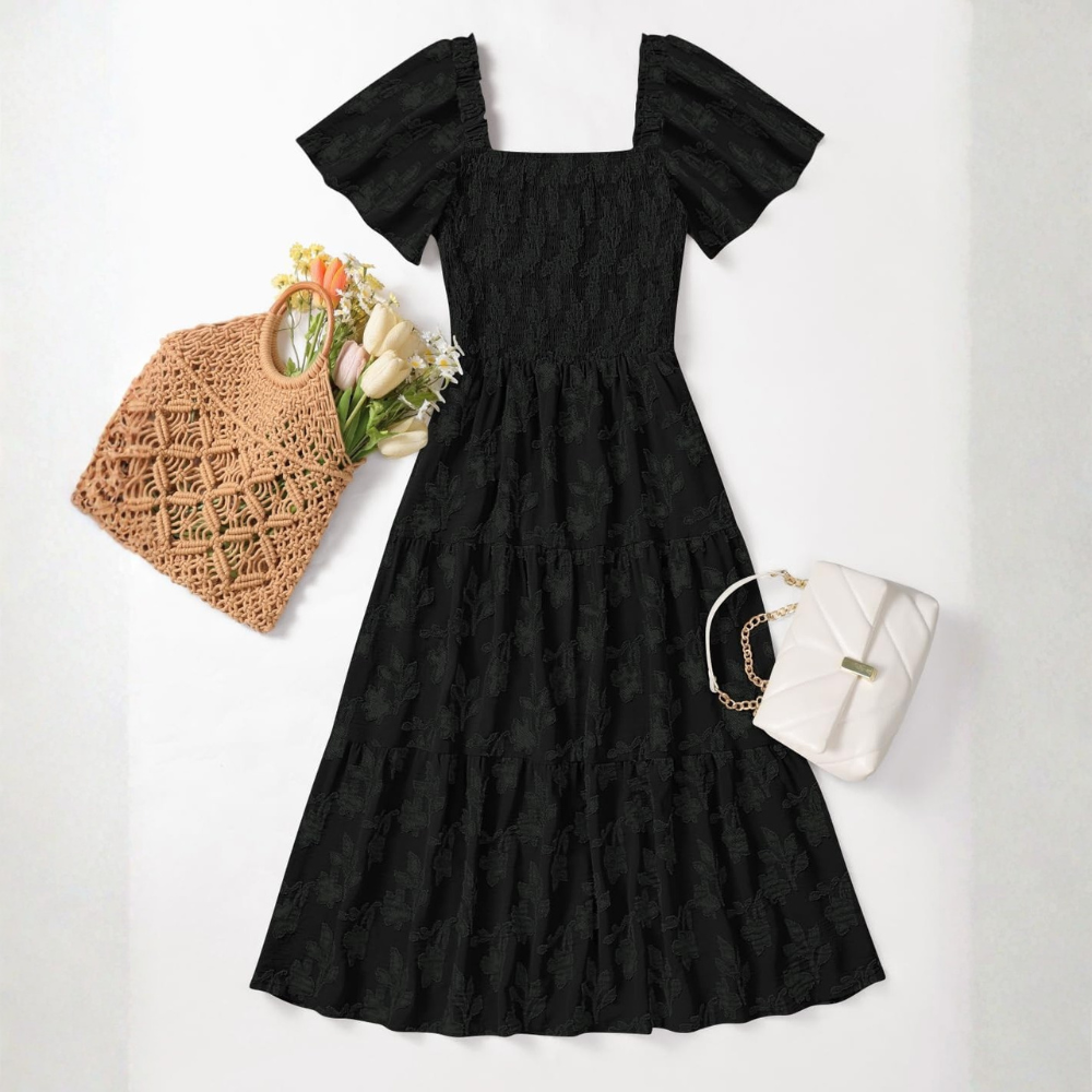 Boho Floral Flowy Midi Vacation Dress For Women