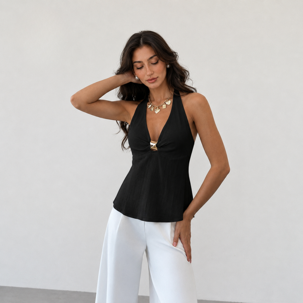 Metal Decor A Line Summer Top For Women