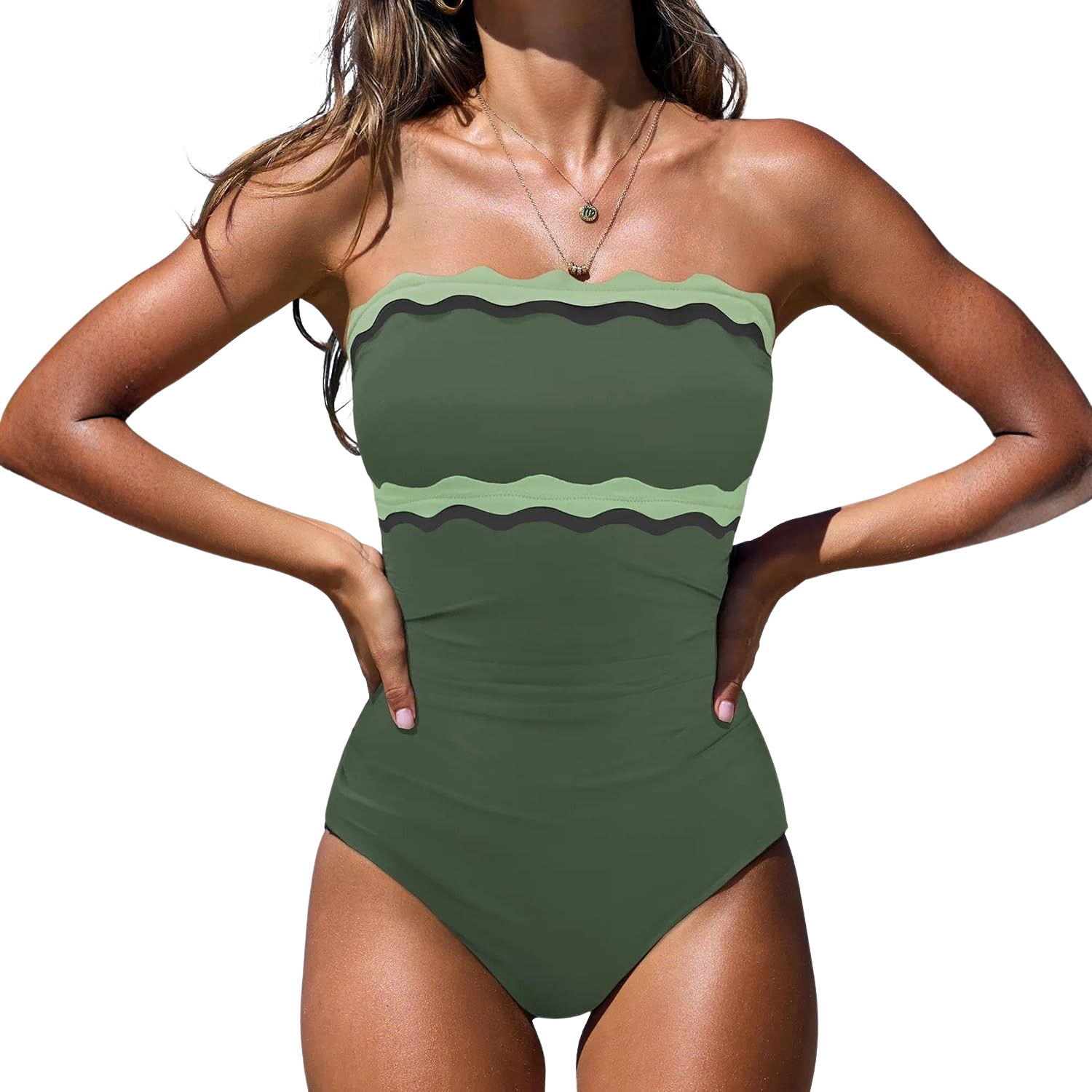 One Piece Tummy Control Strapless Swimsuits For Women