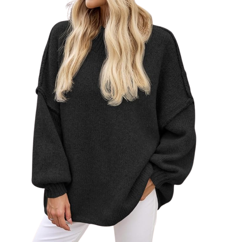 Womens Oversized Sweaters Mock Neck Batwing Long Sleeve