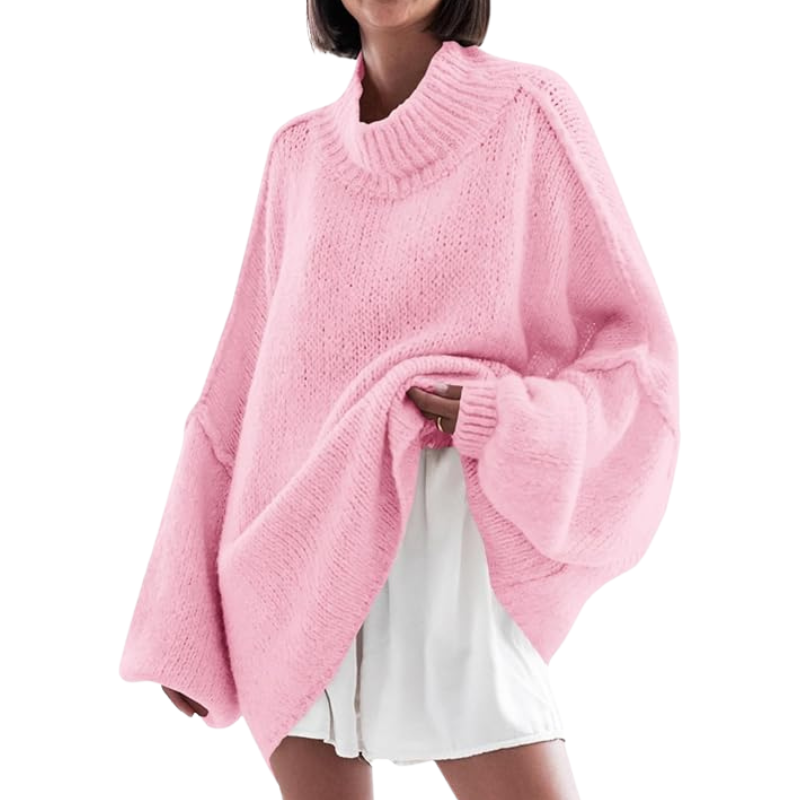 Womens Oversized Sweaters Mock Neck Batwing Long Sleeve