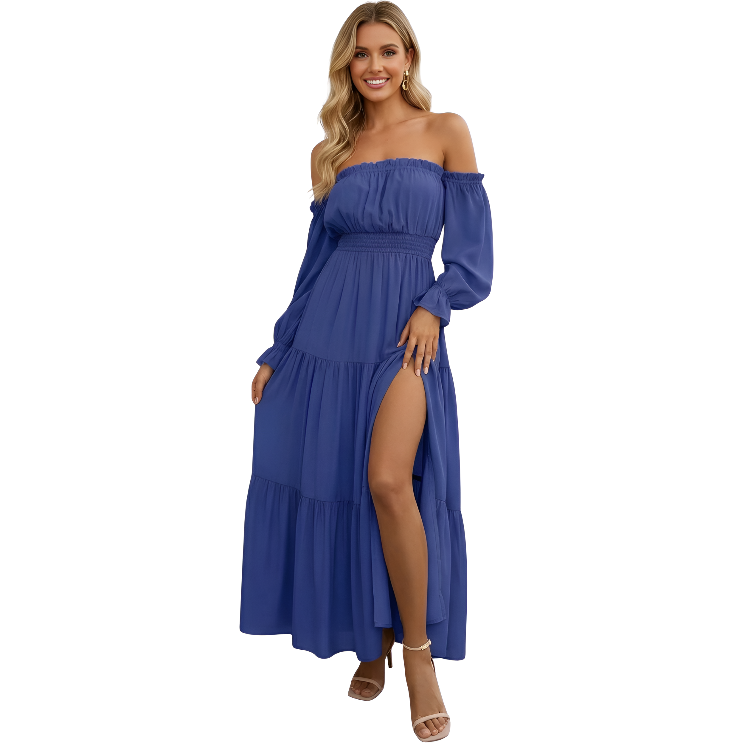 Long Sleeve Smocked Tiered Maxi Dress