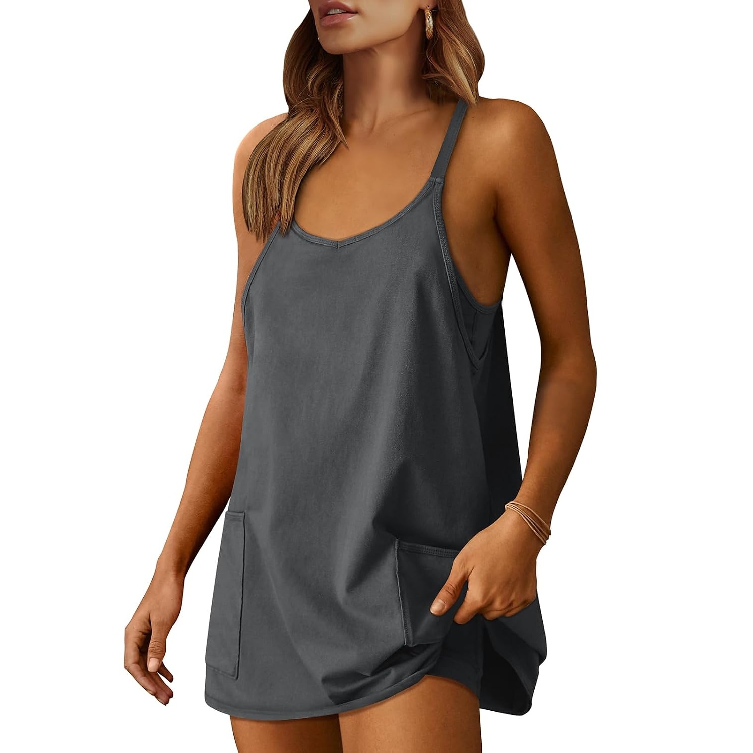 Athletic Tennis Sports Built in Shorts Mini Romper Dress For Women