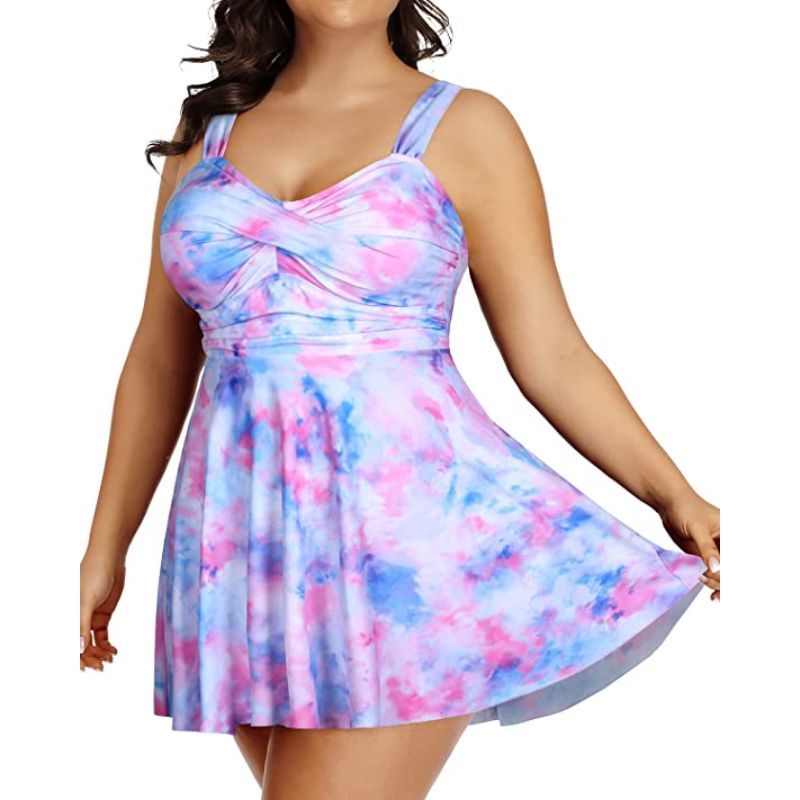 Tankini Bathing Suits Flowy Swim Dress With Shorts