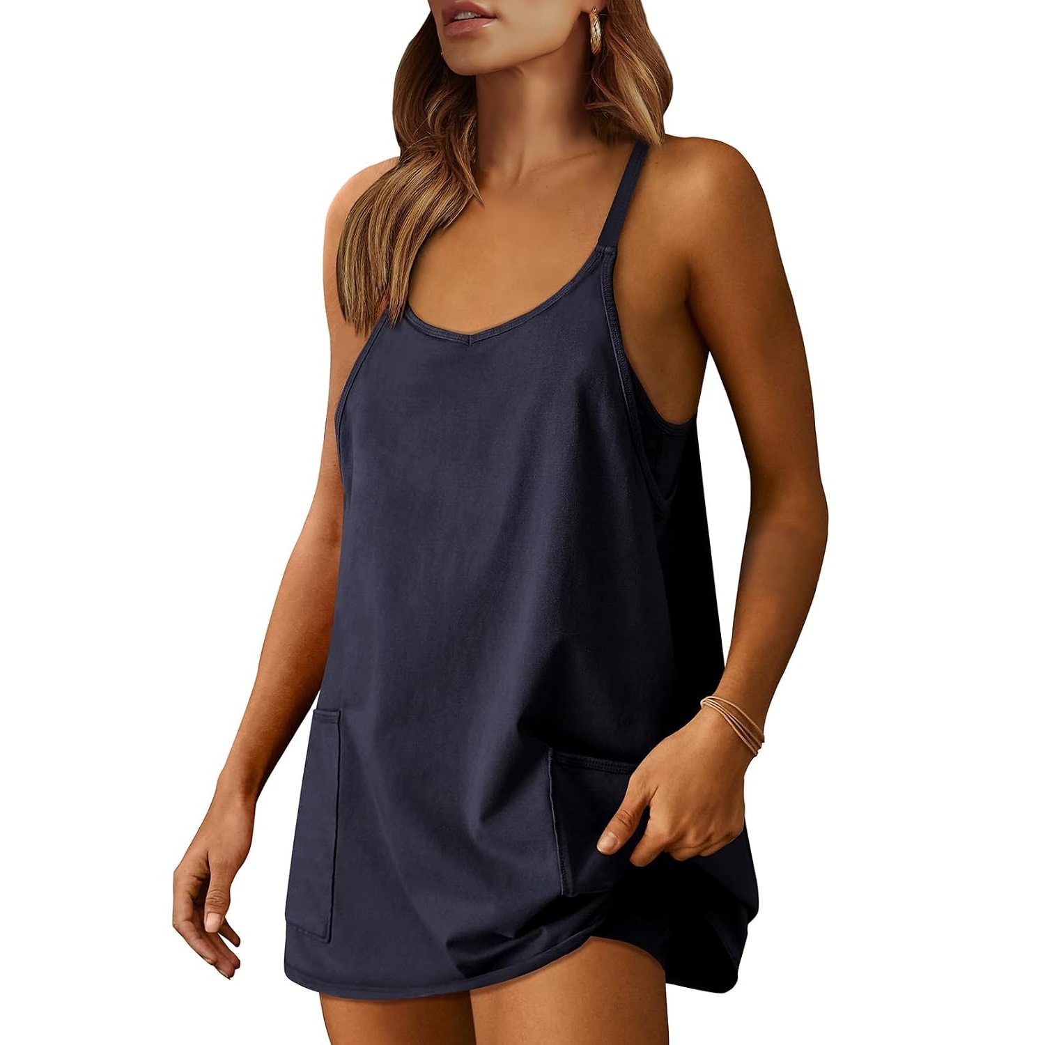 Athletic Tennis Sports Built in Shorts Mini Romper Dress For Women