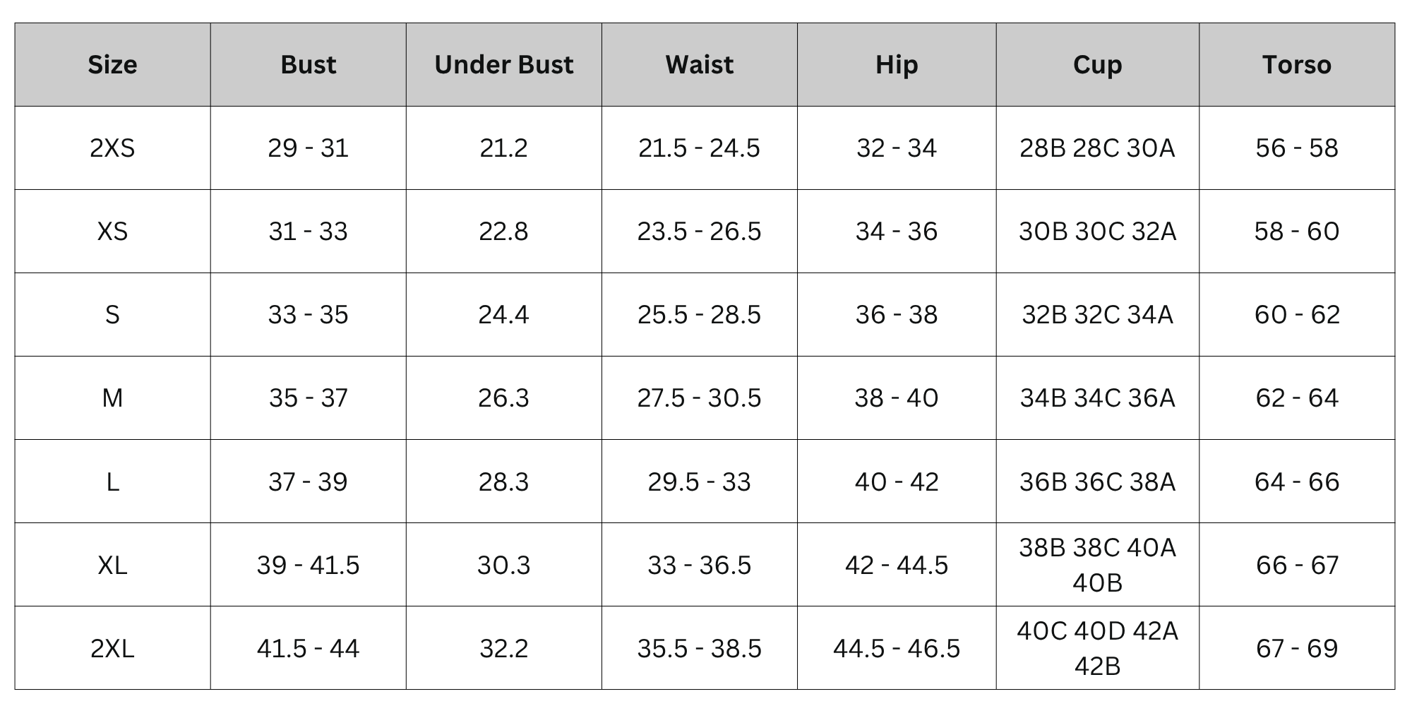 Size Chart