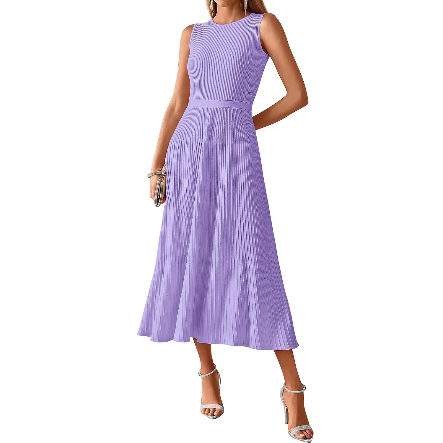 Casual Midi Sleeveless Pleated Dress For Women