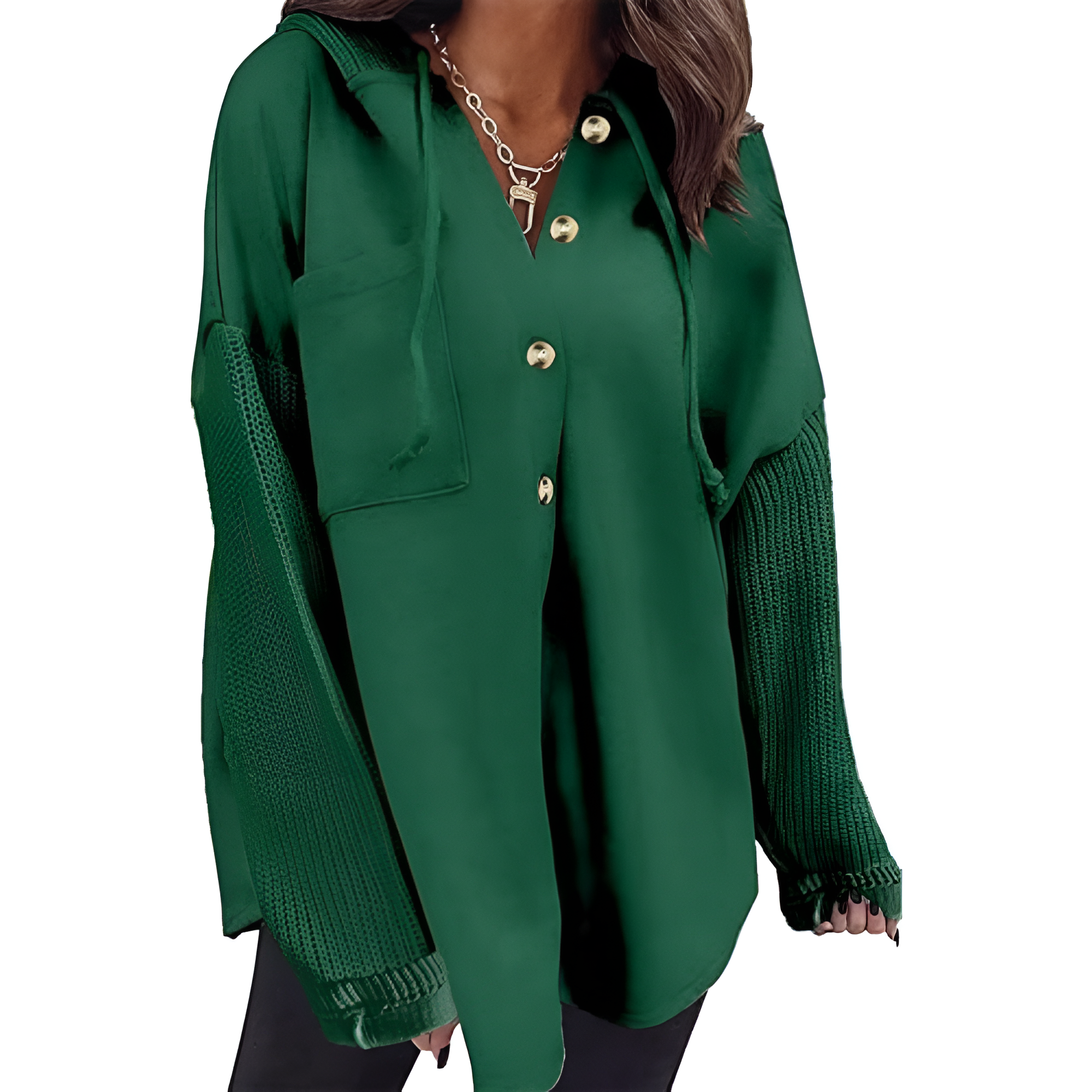 Oversized Button Style Hoodies With Loose Fit And Pocket For Women