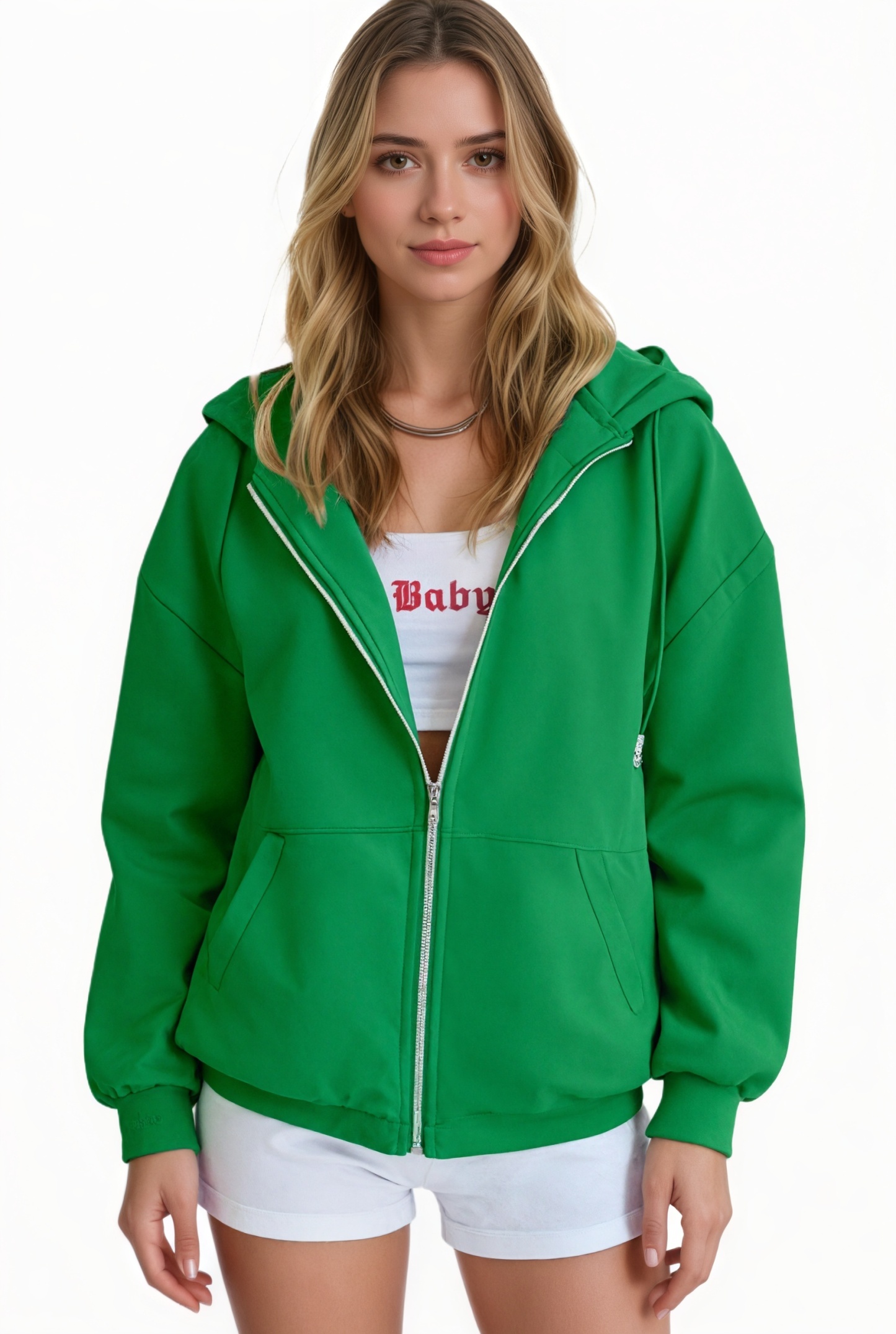 Cropped Zip Up Hoodie Jacket For Casual And Gym Wear