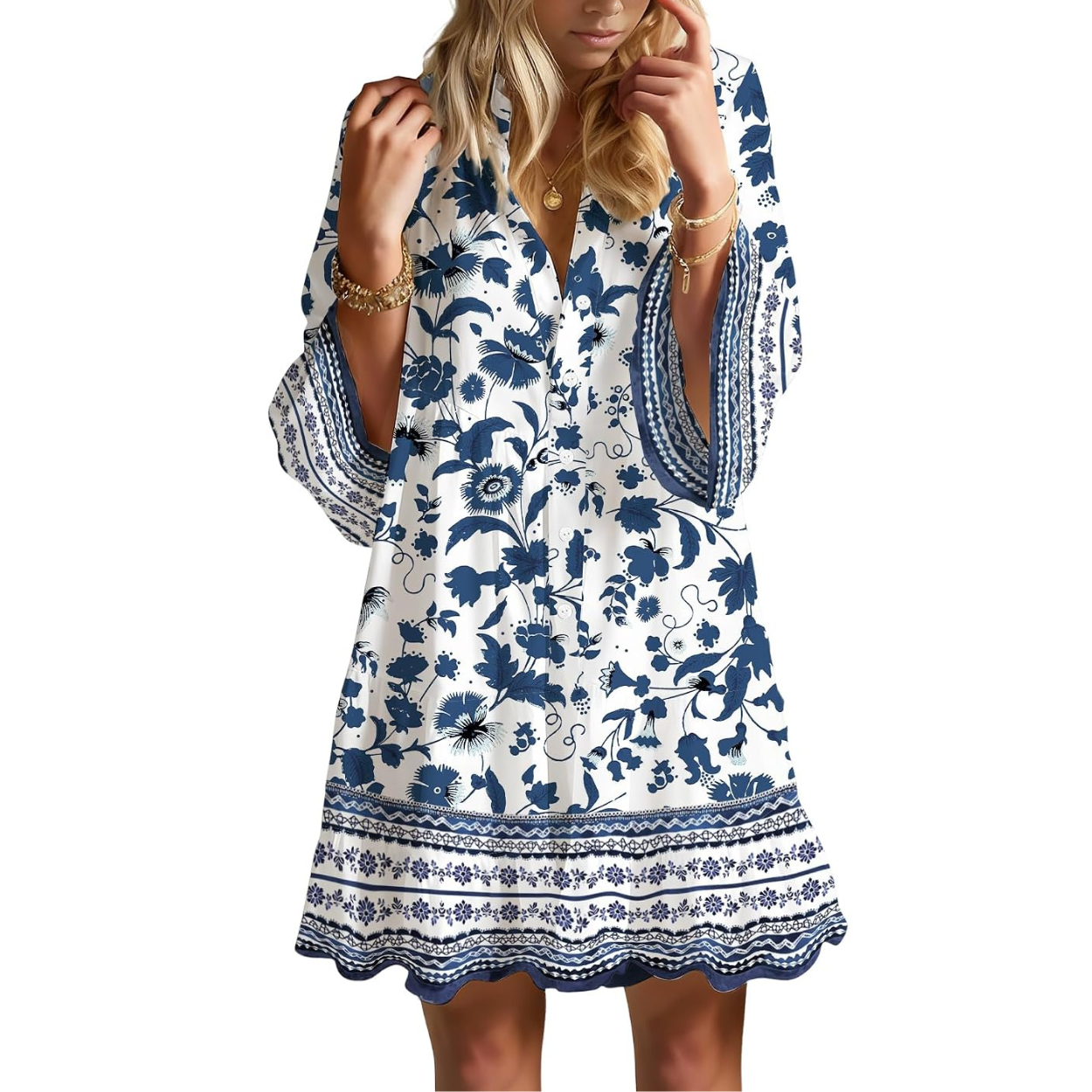 Casual Flowy Ruffle Sleeve Babydoll Dress For Women