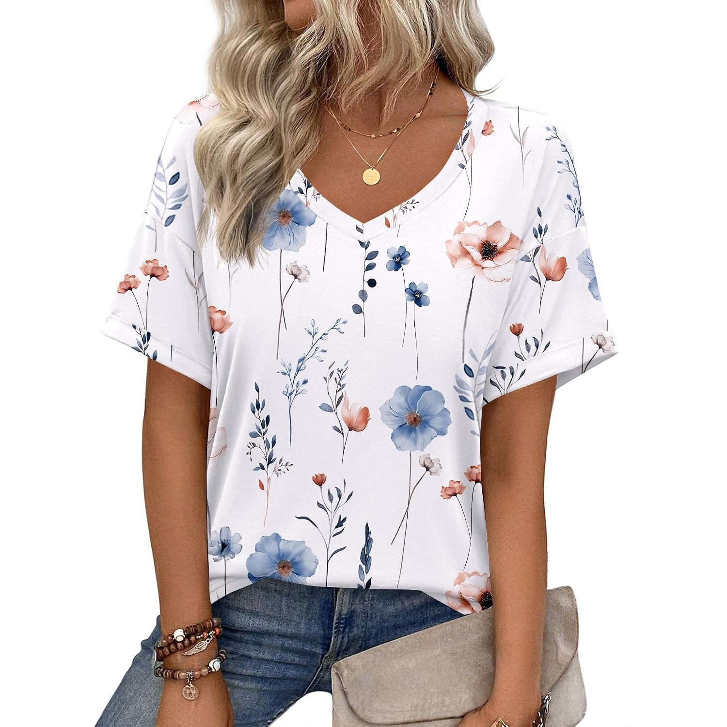 Floral Short Sleeve Summer T Shirts For Women