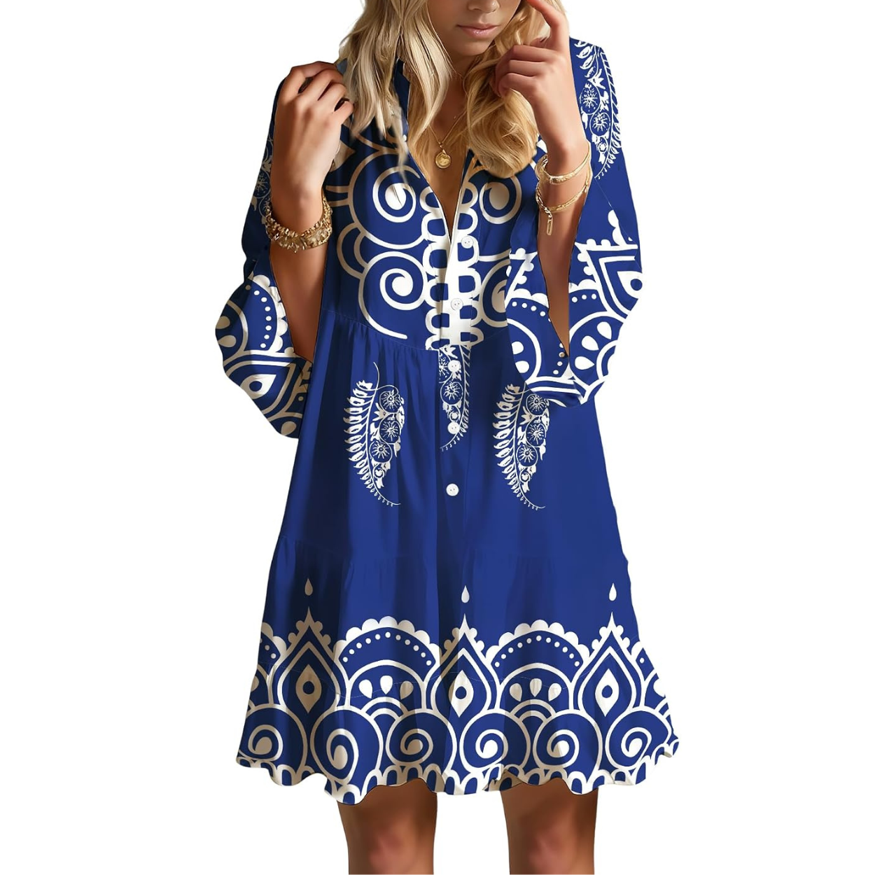 Casual Flowy Ruffle Sleeve Babydoll Dress For Women