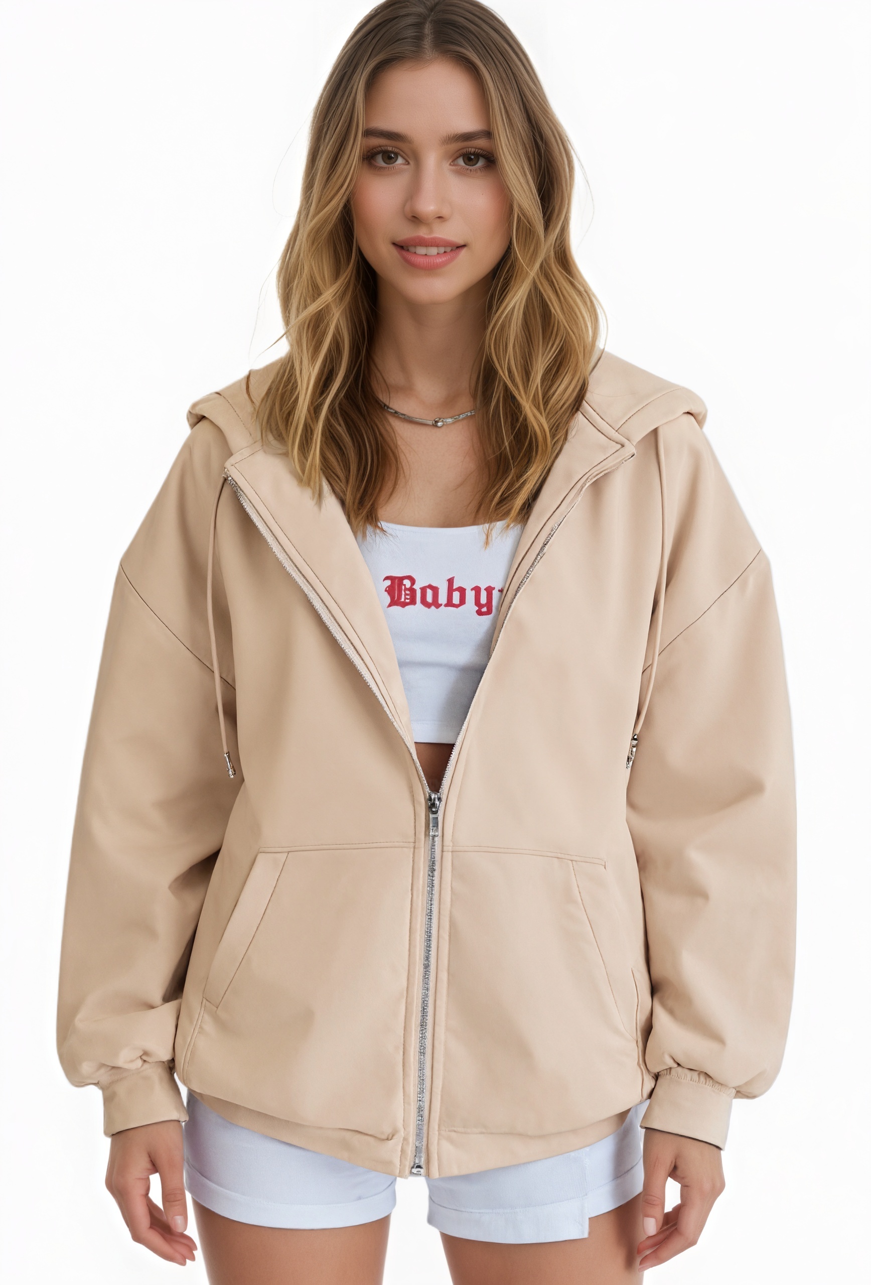 Cropped Zip Up Hoodie Jacket For Casual And Gym Wear