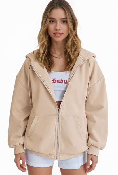 Cropped Zip Up Hoodie Jacket For Casual And Gym Wear
